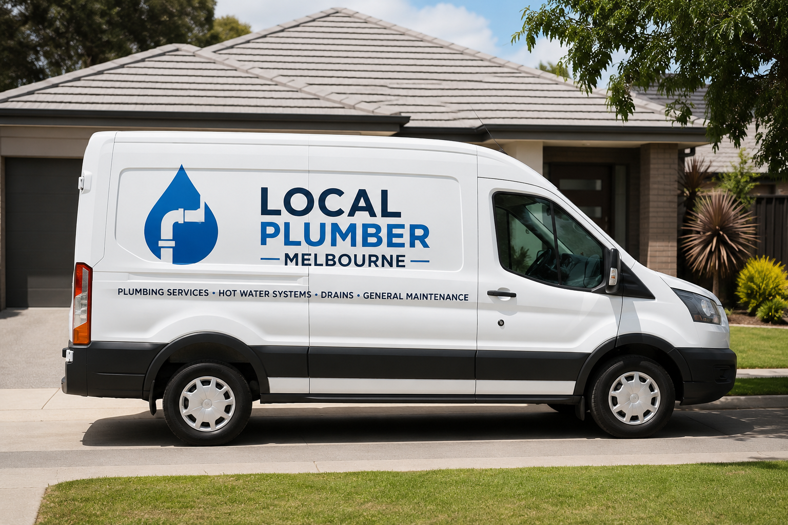 Local Plumber Melbourne service van in a residential street